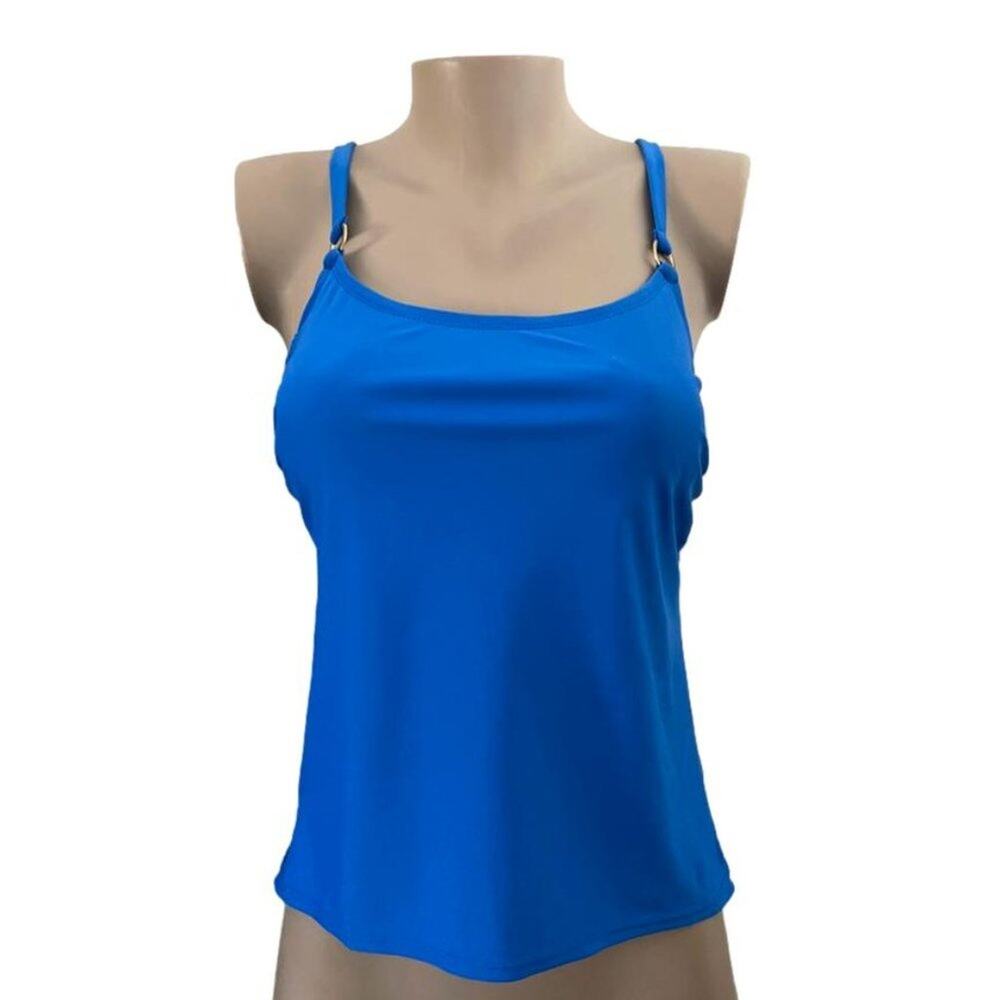 Blue Underwire Tankini Top Size Medium D Cup Bra Sized